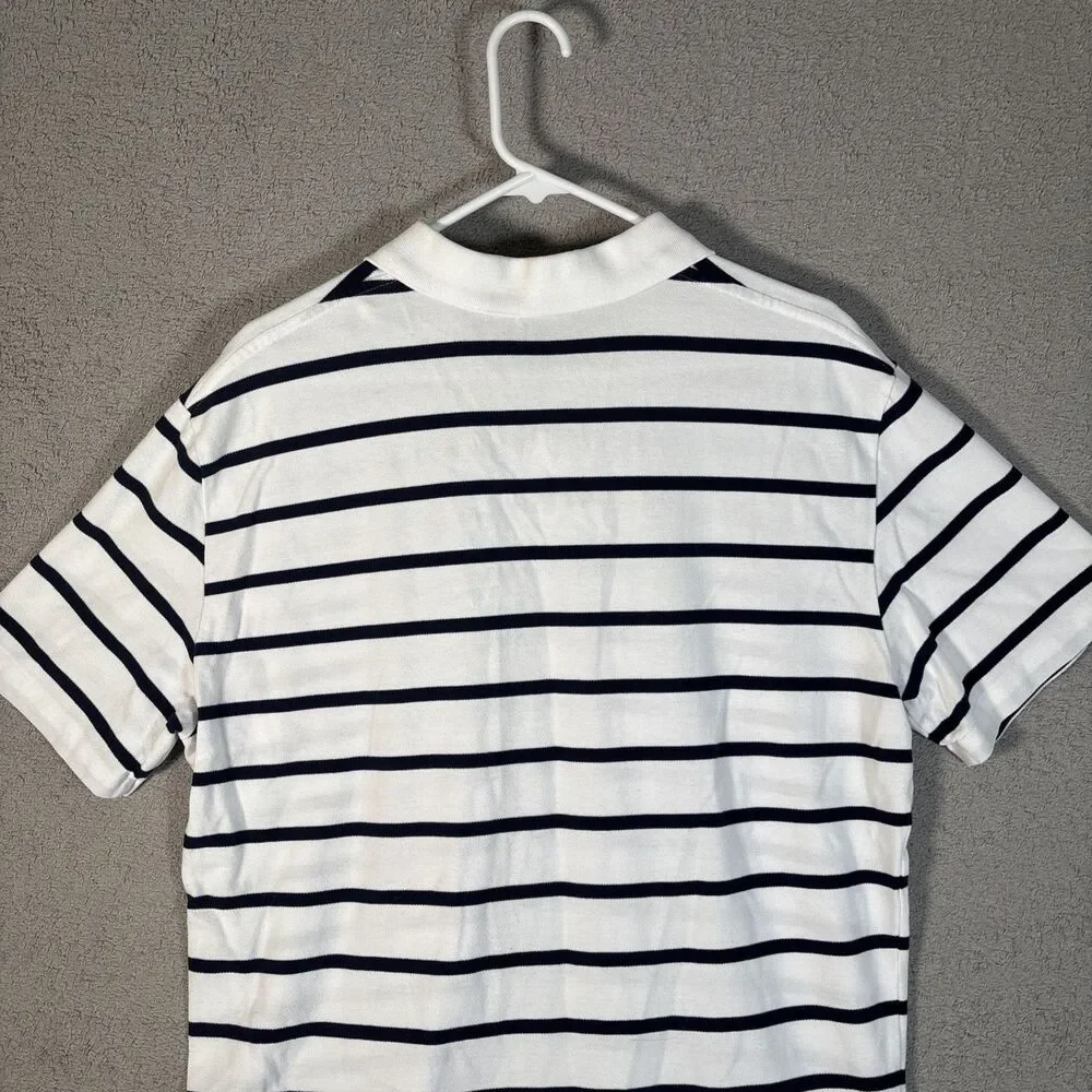 Polo By Ralph Lauren Polo Shirt Men’s Size L White Navy Blue Stripes Green‎ Pony